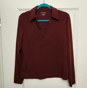 Banana Republic Women's Maroon Long Sleeve Blouse